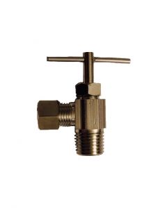 1/4-Inch Compression by 1/4-Inch Male Pipe Thread (MPT) Angle Needle Valve | Chrome Plated Brass | LASCO 17-1111 Comparable