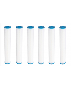 6 Pack: Hydro-Logic Tall Boy Compatible Pleated Sediment Water Filter 2.5" x 20" | 10 Micron Nominal Filtration for Standard Slim Blue Filtration Systems 