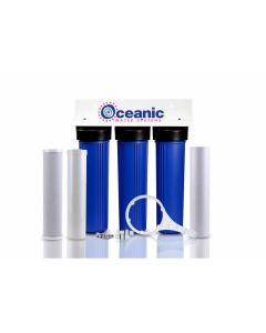 3-Stage 20" Whole House Big Blue Well Water Filtration System 1" FPNT Inlets w/Sediment, Carbon Block, and KDF 85 /GAC Filters