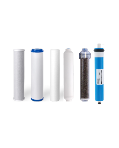Replacement Water Filter Set + 50 GPD Membrane for Dual Outlet Reverse Osmosis Filtration Systems (DI Inline)