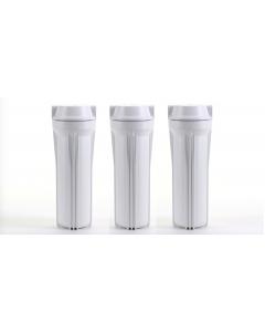 Pack of 3: Reverse Osmosis 10" Filter Housing Sump Slim Canisters White 1/4" Connection Ports
