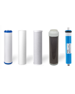 5 Stage RO/DI Replacement Filters + 75 GPD Membrane for Aquarium Reverse Osmosis Water Filtration Systems
