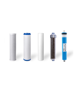 5 Stage RODI Replacement Filters + 75 GPD Membrane for Aquarium Reverse Osmosis Water Filtration Systems - INLINE