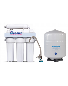 5 Stage - 50 GPD Reverse Osmosis Water Filtration System | Manual Flush Valve + Designer Faucet