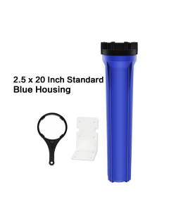 20" Slimline Blue Standard Housing for Whole House Water Filtration, 3/8” Port + Bracket (For 20" x 2.5" Filters)