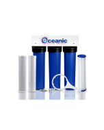 Triple Slim Standard Blue Whole House Water Filtration System with KDF 85 Iron Filter (3-Stage, 2.5" x 20")