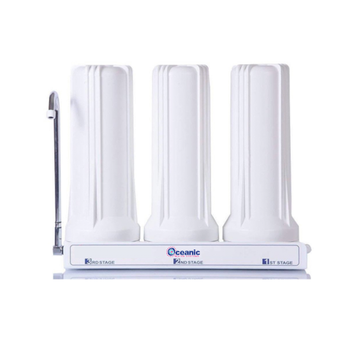 Fluoride Multi Stage Filtration OCEANIC Triple Counter Top Water Filter System 